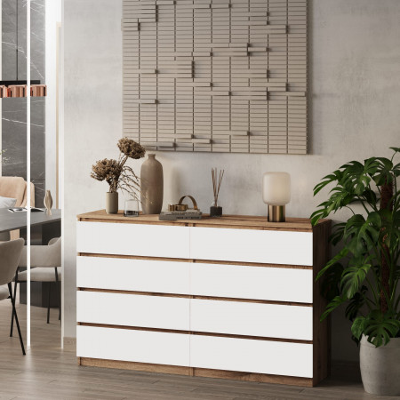 Комод без ручек 98х160х43 см KOD- КМ-2 Дабл Стиль (белый фасад)