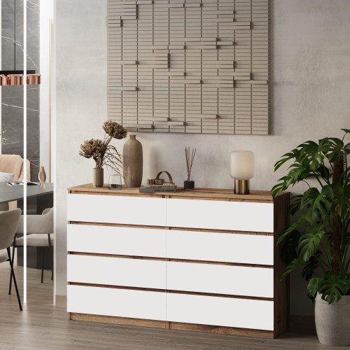 Комод без ручек 98х160х43 см KOD- КМ-2 Дабл Стиль (белый фасад)