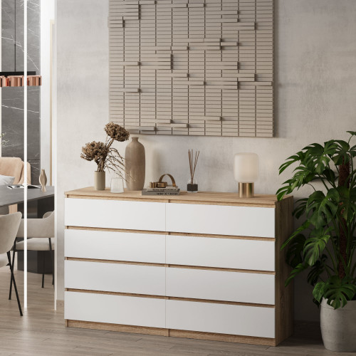 Комод без ручек 98х160х43 см KOD- КМ-2 Дабл Стиль (белый фасад)