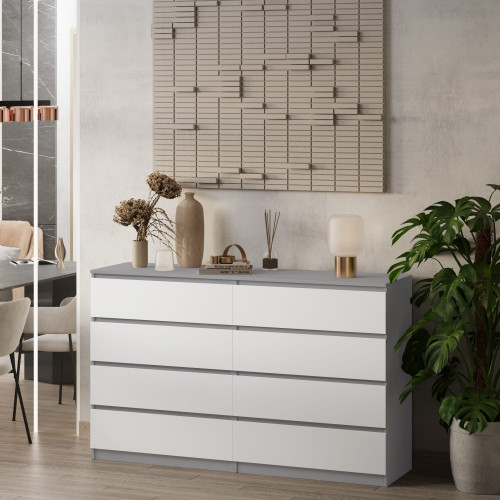 Комод без ручек 98х160х43 см KOD- КМ-2 Дабл Стиль (белый фасад)