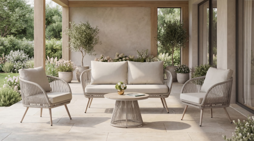 Комплект садовой мебели VTR- ODS-1 (Капри) дрифтвуд грей + айвори ( стол+2 кресла+софа)