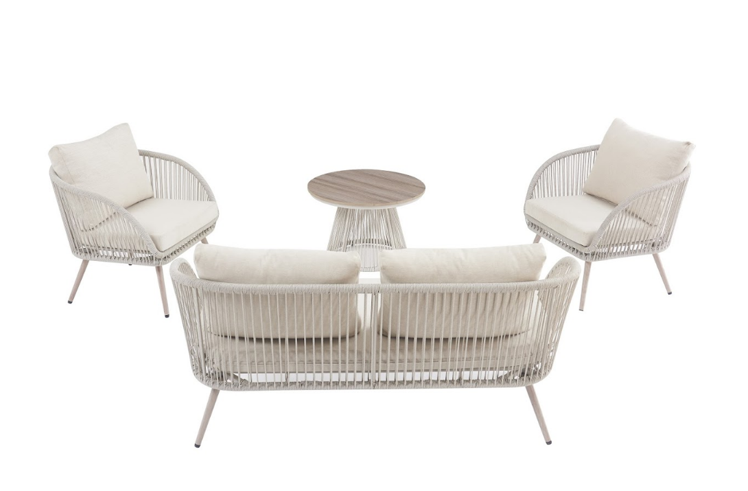 Комплект садовой мебели VTR- ODS-1 (Капри) дрифтвуд грей + айвори ( стол+2 кресла+софа)