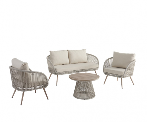 Комплект садовой мебели VTR- ODS-1 (Капри) дрифтвуд грей + айвори ( стол+2 кресла+софа)