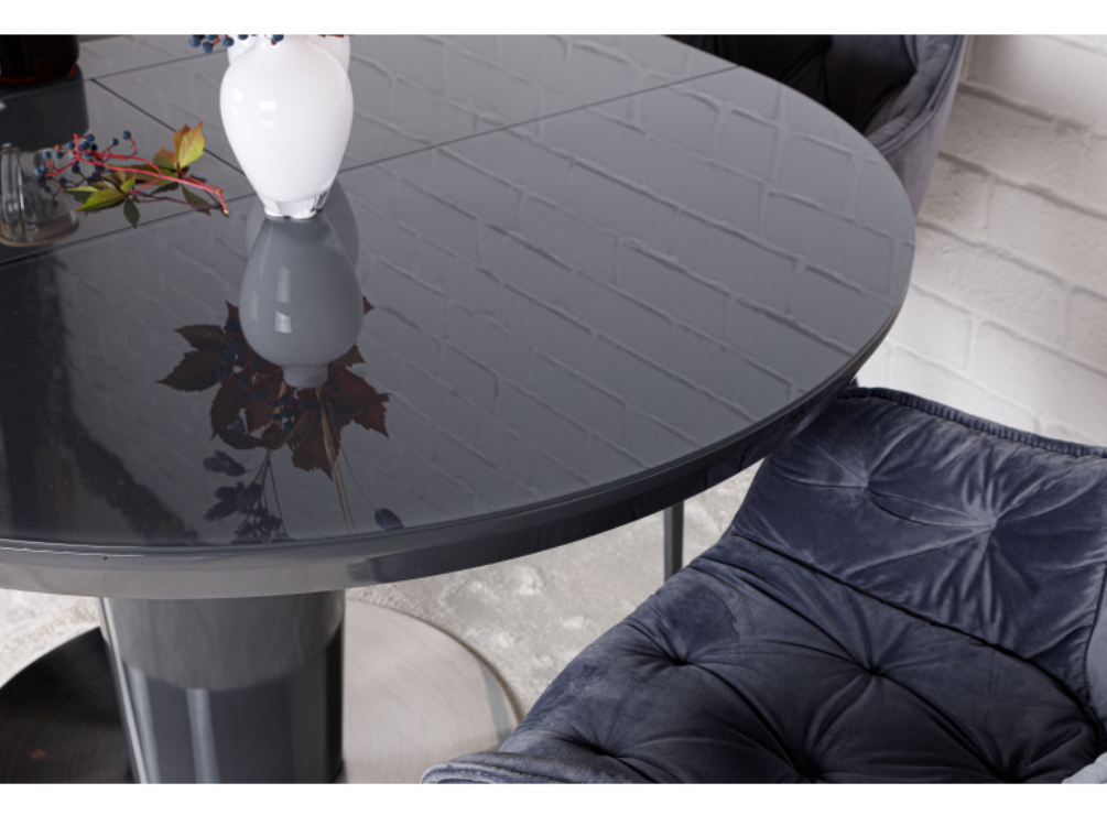 Стол обеденный модерн NL- SACRAMENTO графит (110/145*110*76 cm стекло) 