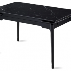 Стол INI- BONN II CERAMIC 140(200)х90 черный мат керамика/черный каркас   