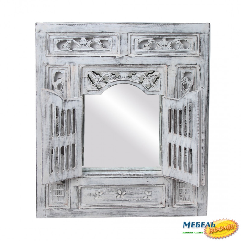 ETN- Зеркало со ставнями 80х95 (белое)