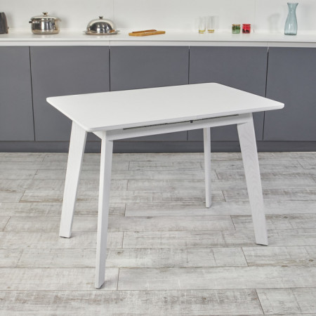 Кухонный комплект Ont- Алонзо 100 Премиум белый раздвижной стол + 4 стула Lucky