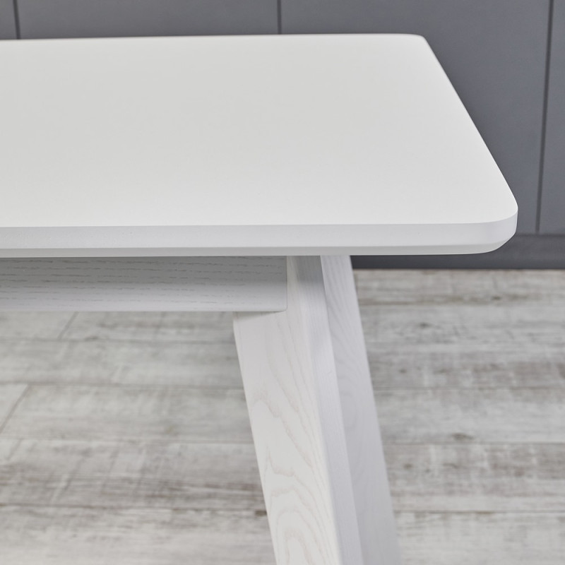 Кухонный комплект Ont- Алонзо 100 Премиум белый раздвижной стол + 4 стула Lucky