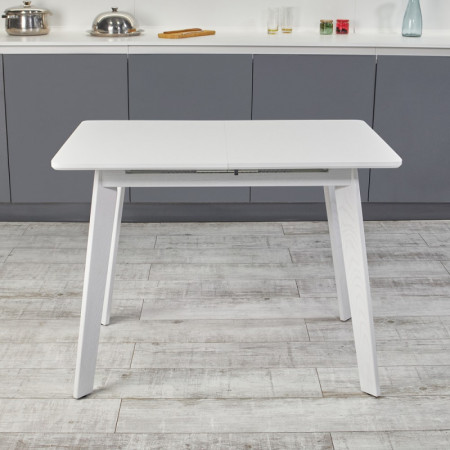 Кухонный комплект Ont- Алонзо 100 Премиум белый раздвижной стол + 4 стула Lucky