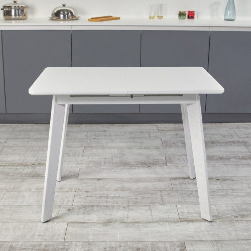 Кухонный комплект Ont- Алонзо 100 Премиум белый раздвижной стол + 4 стула Lucky