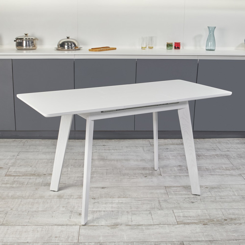 Кухонный комплект Ont- Алонзо 100 Премиум белый раздвижной стол + 4 стула Lucky