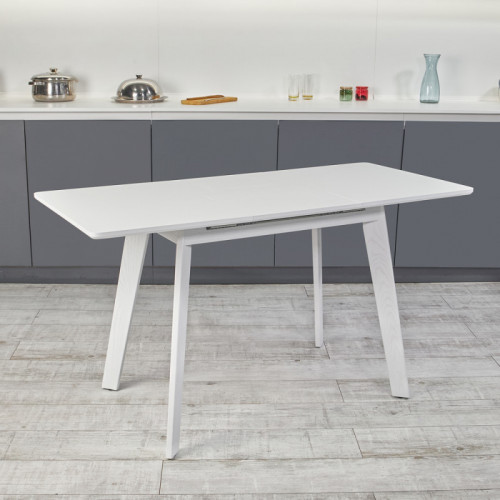 Кухонный комплект Ont- Алонзо 100 Премиум белый раздвижной стол + 4 стула Lucky