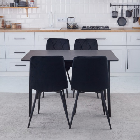 Комплект кухонной мебели Ont- Антонио 120 Черный + 4 Стула Piado черный