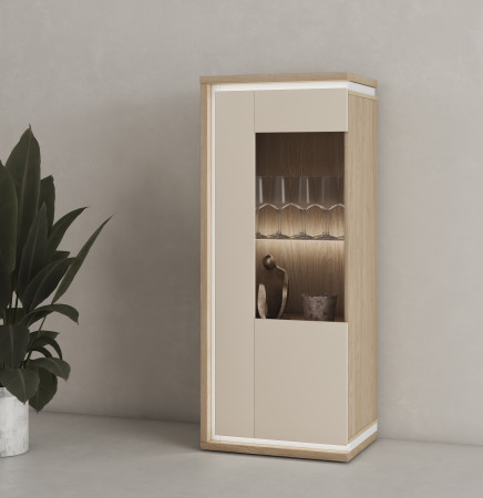 Витрина на 1 дверь в гостиную Helvetia DORE 24DKNU05 (промасленный дуб/кашемир)