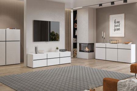 Витрина на 3 двери Helvetia CROSS 249WMY12 (белый-черный)