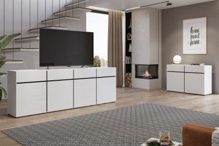 Витрина на 3 двери Helvetia CROSS 249WMY12 (белый-черный)