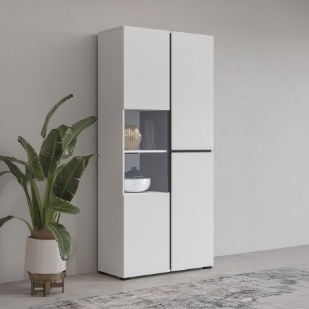 Витрина на 3 двери Helvetia CROSS 249WMY12 (белый-черный)