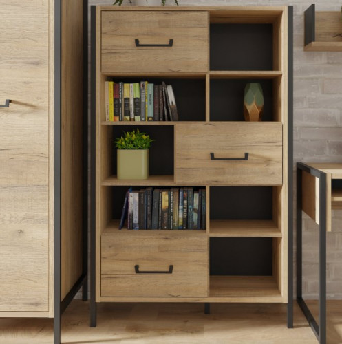 Стеллаж Forte Oriental tree HUDR424 (дуб бартекс/черный)