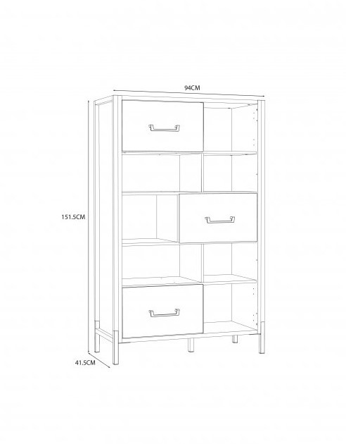 Стеллаж Forte Oriental tree HUDR424 (дуб бартекс/черный)