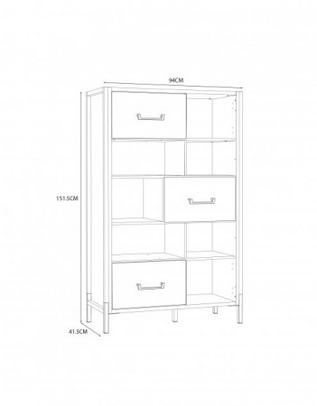 Стеллаж Forte Oriental tree HUDR424 (дуб бартекс/черный)
