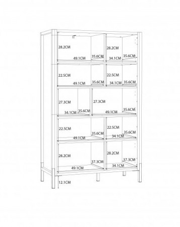 Стеллаж Forte Oriental tree HUDR424 (дуб бартекс/черный)