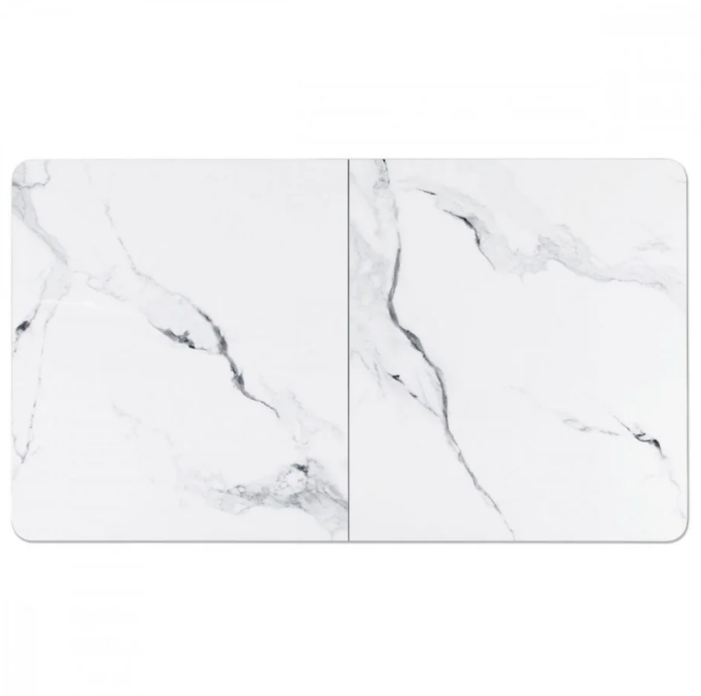 Стол INI- BERLIN CERAMIC 140(180)х80 белый глянец керамика/черный каркас