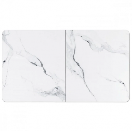 Стол INI- BERLIN CERAMIC 140(180)х80 белый глянец керамика/черный каркас