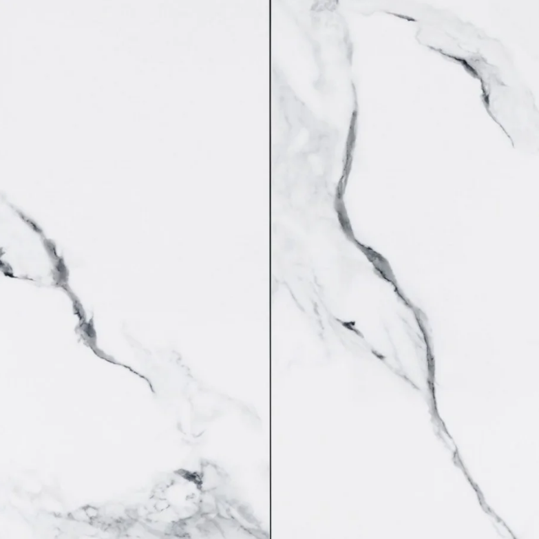 Стол INI- BERLIN CERAMIC 140(180)х80 белый глянец керамика/черный каркас