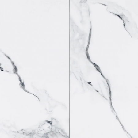 Стол INI- BERLIN CERAMIC 140(180)х80 белый глянец керамика/черный каркас