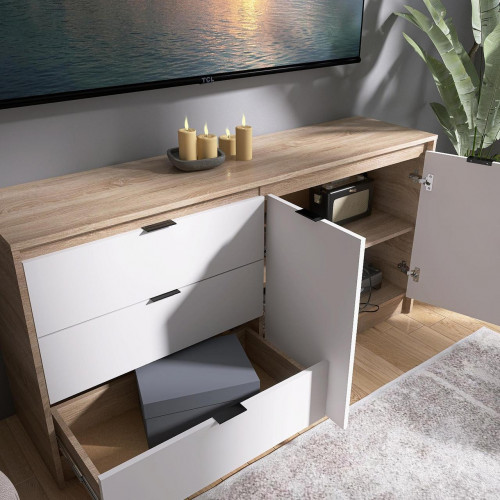 Большой комод EVR- Сити-1500 дуб Сонома + фасад белый