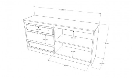 Большой комод EVR- Сити-1500 дуб Сонома + фасад белый