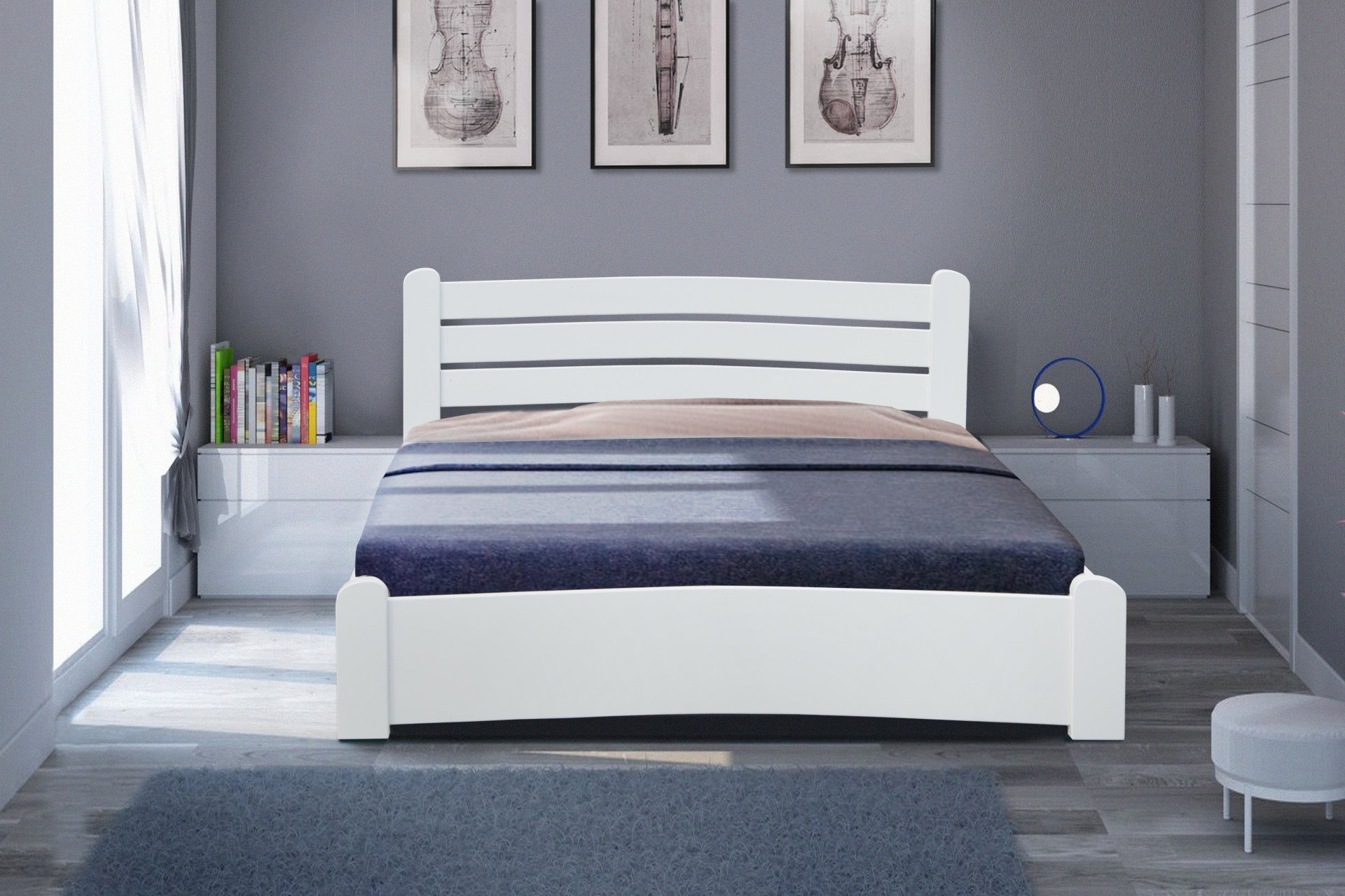 Кровать двуспальная BIO- Сабрина 160х200 (белый)
