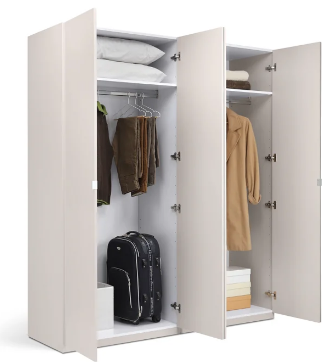 Шкаф MRK- Лилу Глянец Кашемир/ Зеркало 4 двери 