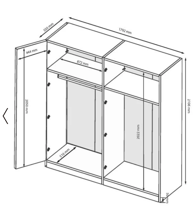 Шкаф MRK- Лилу Глянец Кашемир/ Зеркало 4 двери 