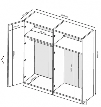 Шкаф MRK- Лилу Глянец Кашемир/ Зеркало 4 двери 