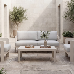 Комплект садовой мебели VTR- ODS-3 (Саванна) белый песок + кремовый ( стол+2 кресла+софа) 