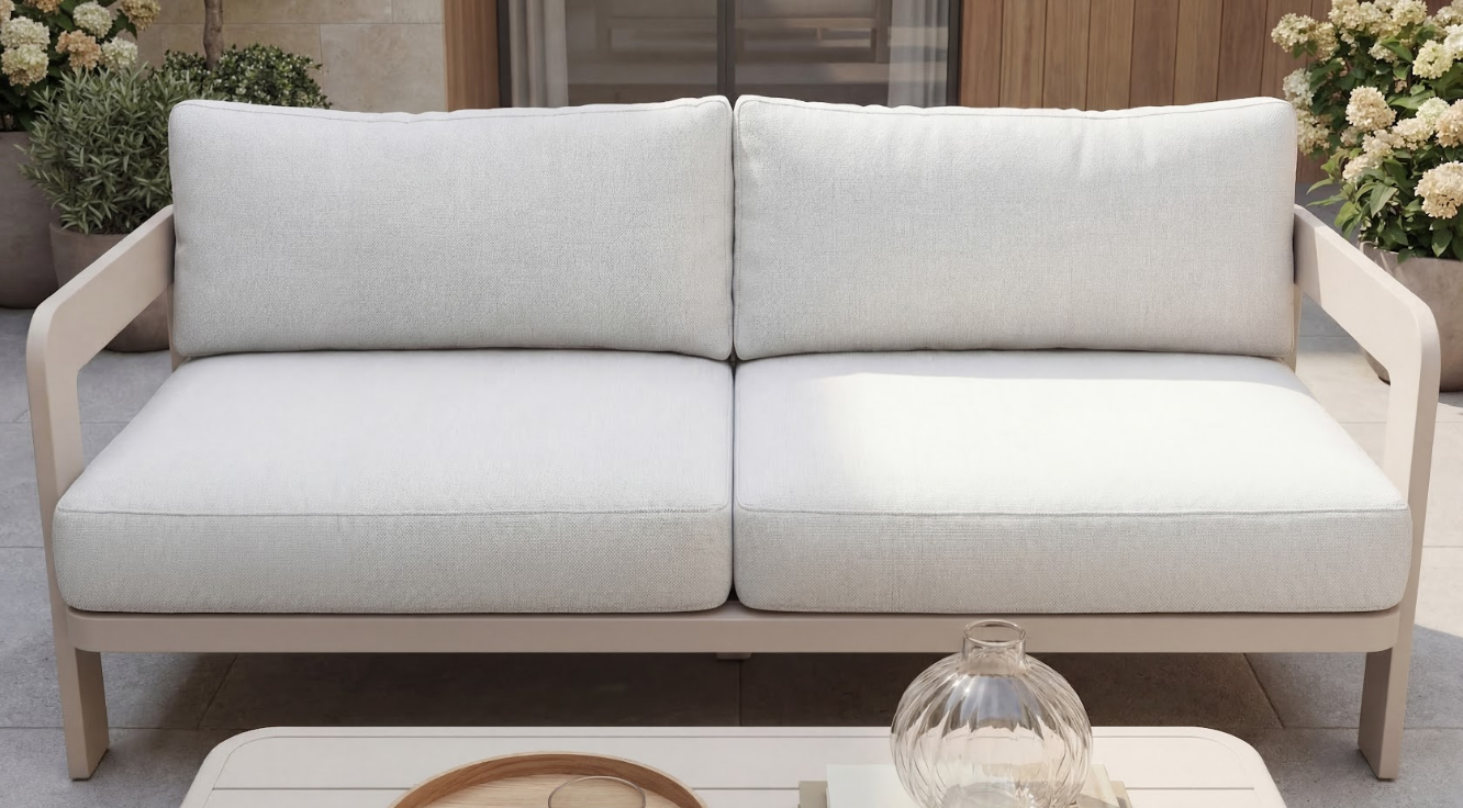 Комплект садовой мебели VTR- ODS-3 (Саванна) белый песок + кремовый ( стол+2 кресла+софа) 