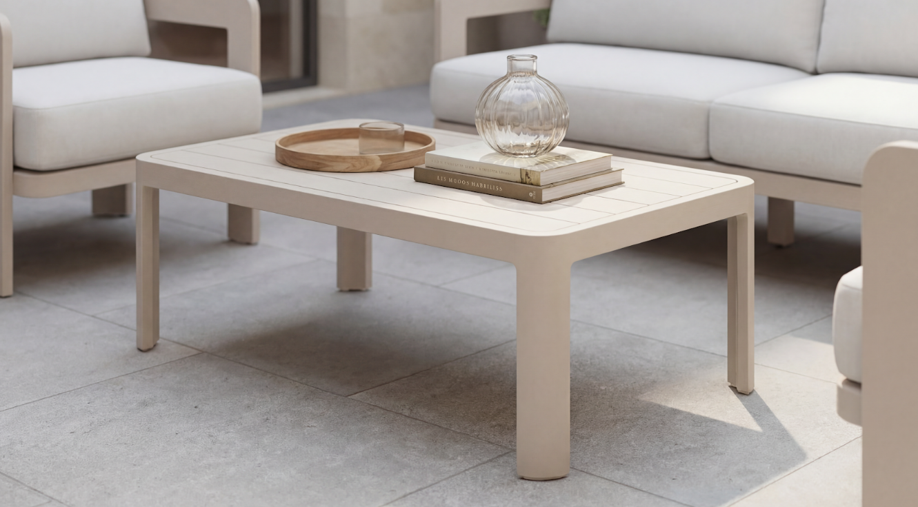 Комплект садовой мебели VTR- ODS-3 (Саванна) белый песок + кремовый ( стол+2 кресла+софа) 