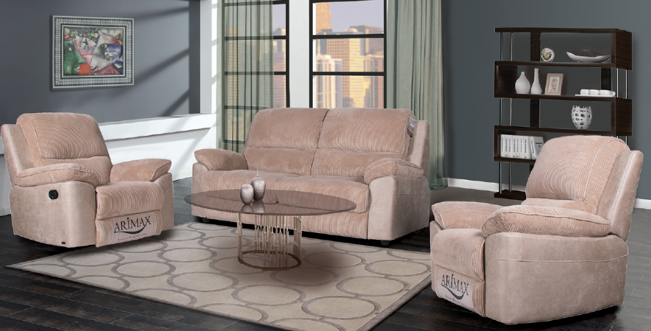 Комплект мягкой мебели BLN- Брукс 3р+1р+1р ткань, бежевый 