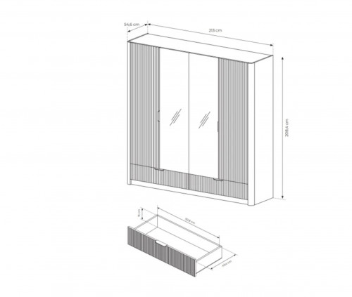 Шкаф для одежды Perfect Home Ланте / Lante 4-дверный с зеркалом 4D2S/213 Беж
