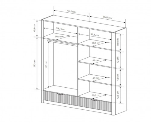 Шкаф для одежды Perfect Home Ланте / Lante 4-дверный с зеркалом 4D2S/213 Беж