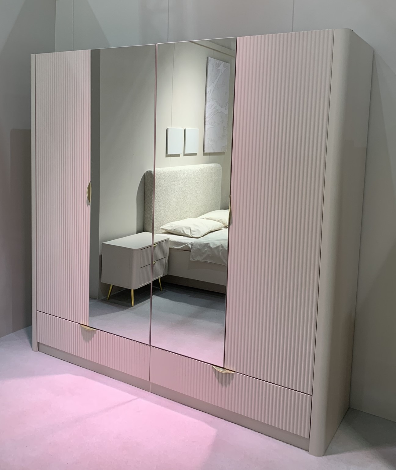 Шкаф для одежды Perfect Home Ланте / Lante 4-дверный с зеркалом 4D2S/213 Беж
