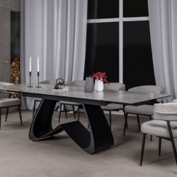Стол керамический раскладной VTR- ТМL-998 (Орфео) сильвер вайт / черный 