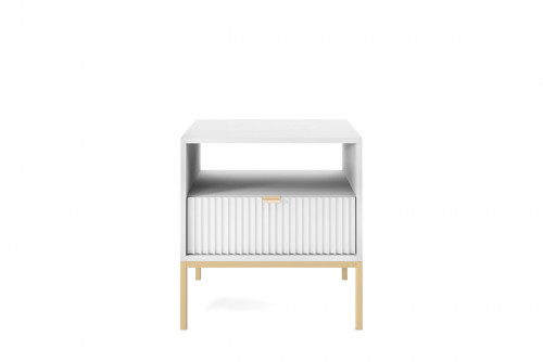 Тумба прикроватная Perfect Home Nova с 1 ящиком и золотыми ножками S54 Белый