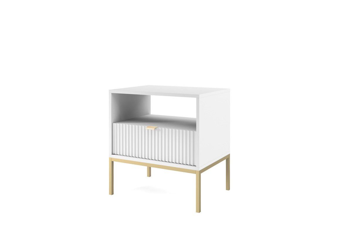 Тумба прикроватная Perfect Home Nova с 1 ящиком и золотыми ножками S54 Белый