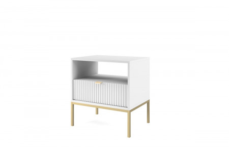 Тумба прикроватная Perfect Home Nova с 1 ящиком и золотыми ножками S54 Белый