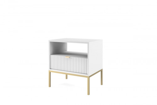 Тумба прикроватная Perfect Home Nova с 1 ящиком и золотыми ножками S54 Белый