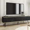 Тумба под ТВ Perfect Home Оро / Oro RTV175 3-дверная с черными ножками Черный мрамор роял