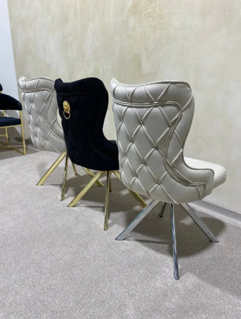 Стул поворотный  EXI- CAMELIA бежевый велюр/черные ножки