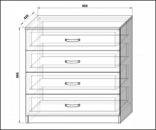 Комод 4 ящика MCN- КМ-3